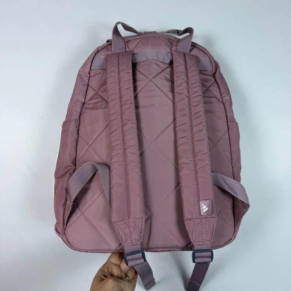 Adidas Backpack Womens Mauve Purple Quilted 3-Stripes 980826-B - Picture 4 of 9